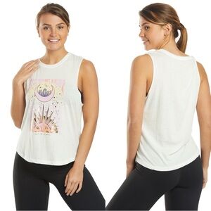 Spiritual Gangster | Cream, Pink & Gold "Be the Light" Rocker Tank | Size Medium